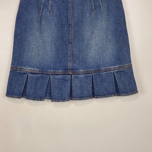 LOFT Medium Wash Ruffle Hem Denim Jean Skirt Size 2P - Picture 7 of 11